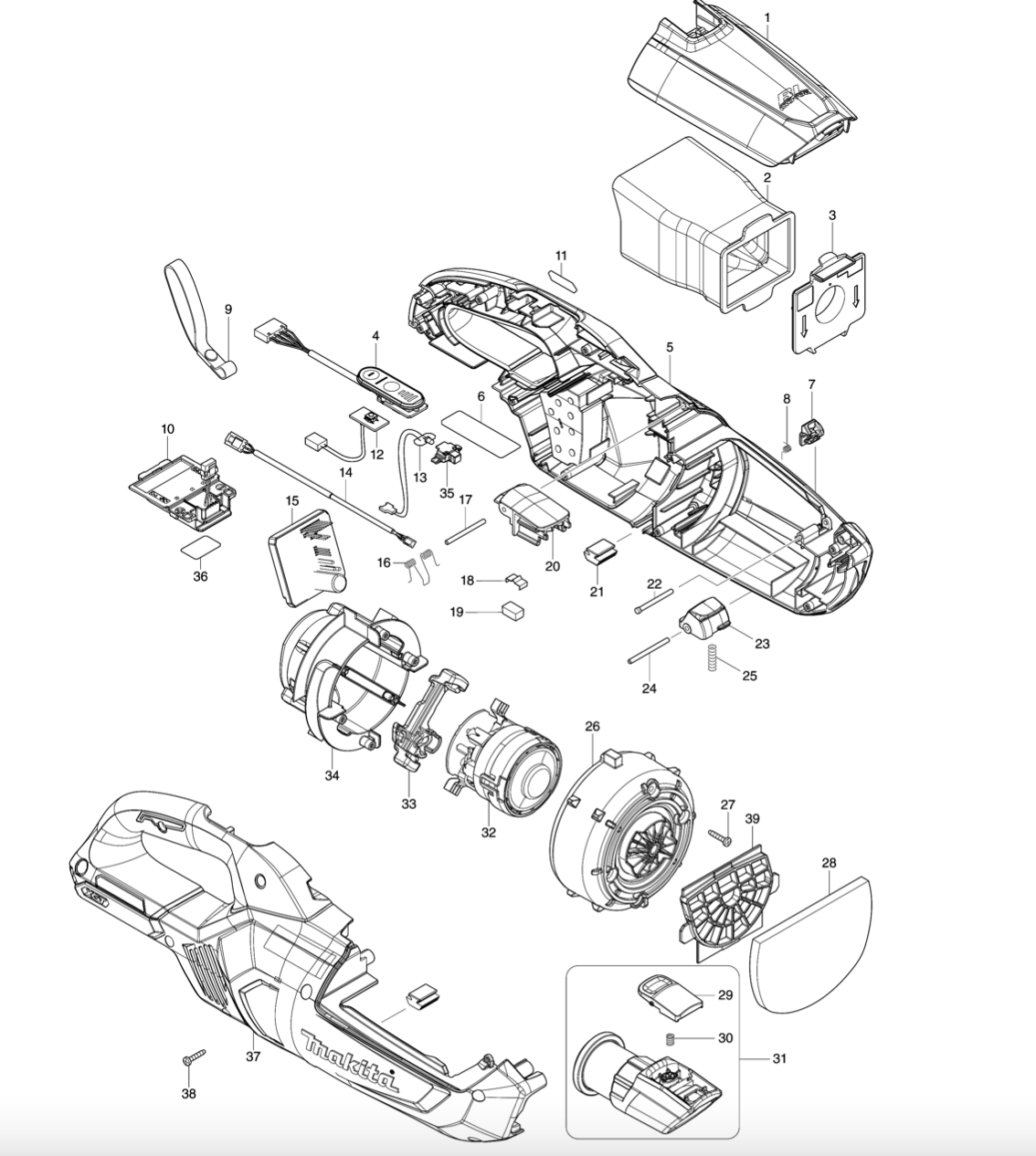 Makita XGT aku-vysavač Li-ion XGT 40V/2,5Ah CL002GD201