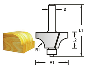 Zaoblovací fréza D-48549 s ložiskem stopka 8 mm,31,8x17x58 mm
