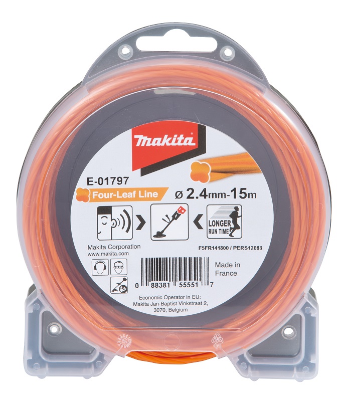 Makita E-01797 struna nylonová 2,4mm, oranžová, 15m, speciální pro aku stroje