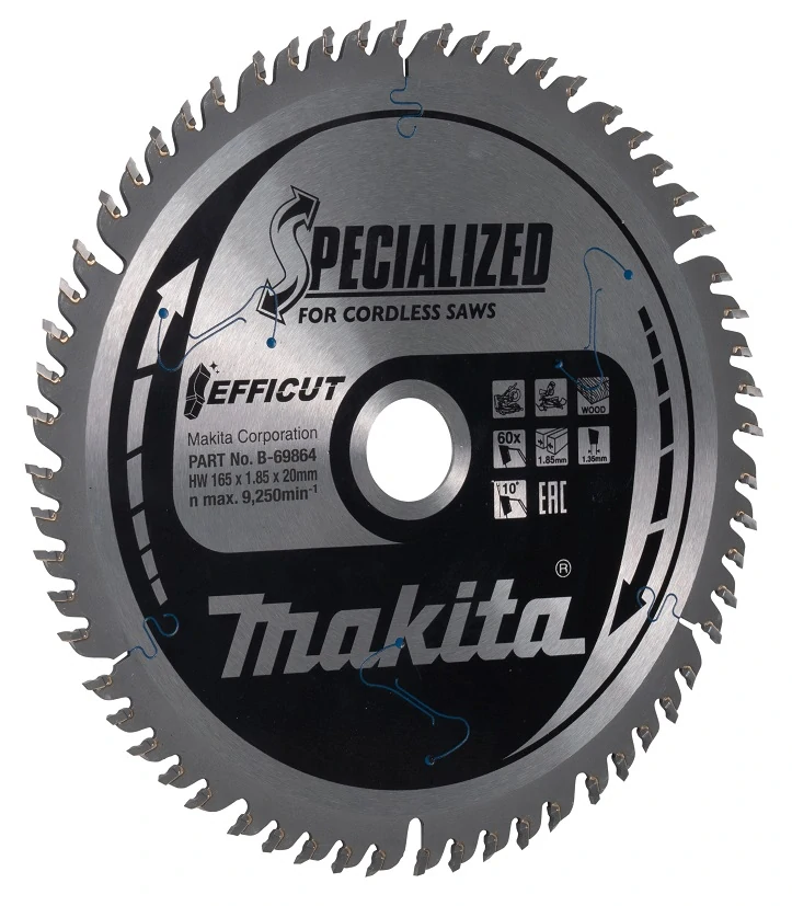 Makita kotouč pilový dřevo Efficut 165x1.85x20mm 60Z = old B-69858, B-69864