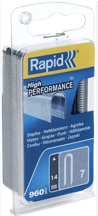 Rapid sponky na kabely - 7/14 mm, blistr, 960 ks