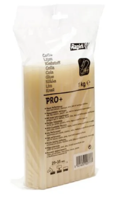 Rapid tavné lepidlo PRO+ víceúčelové žluté - 12 x 190 mm, PRO+, 1kg, sáček