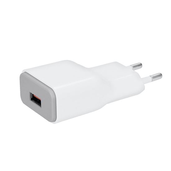 Solight DC51 USB nabíjecí adaptér, fast charge: 1x USB Qualcomm, 5V2A/9V1.5A/12V1A, AC 230V, bílošedý