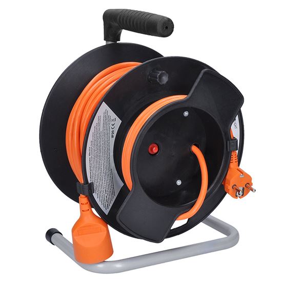 Solight PB12O prodlužovací přívod na bubnu, 1 zásuvka, 50m, oranžový kabel, 3x 1,5mm2