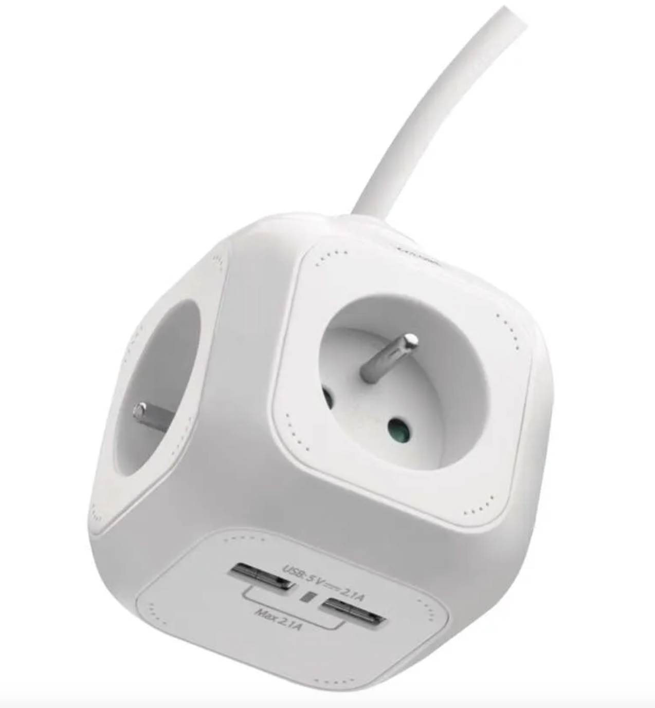 EMOS Prodlužovací kabel - kostka 1,9 m / 4 zásuvky / bílý / PVC / s USB / 1 mm2