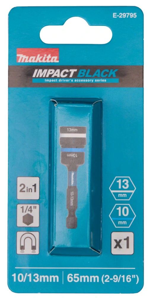 Makita klíč nástrčný 2v1 s držákem šestihran 65mm, IMPACT BLACK 10-13mm, E-29795