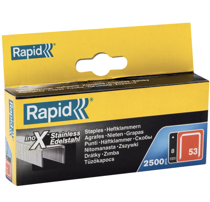 Rapid sponky červená řada - 53/8 mm, NEREZ