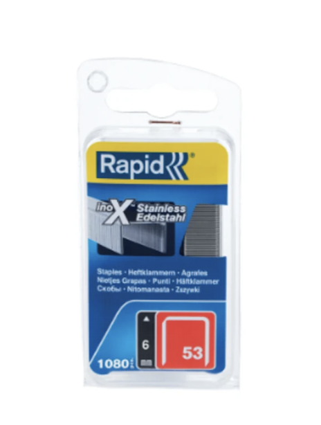 Rapid sponky červená řada - 53/6 mm, NEREZ, 1080 ks