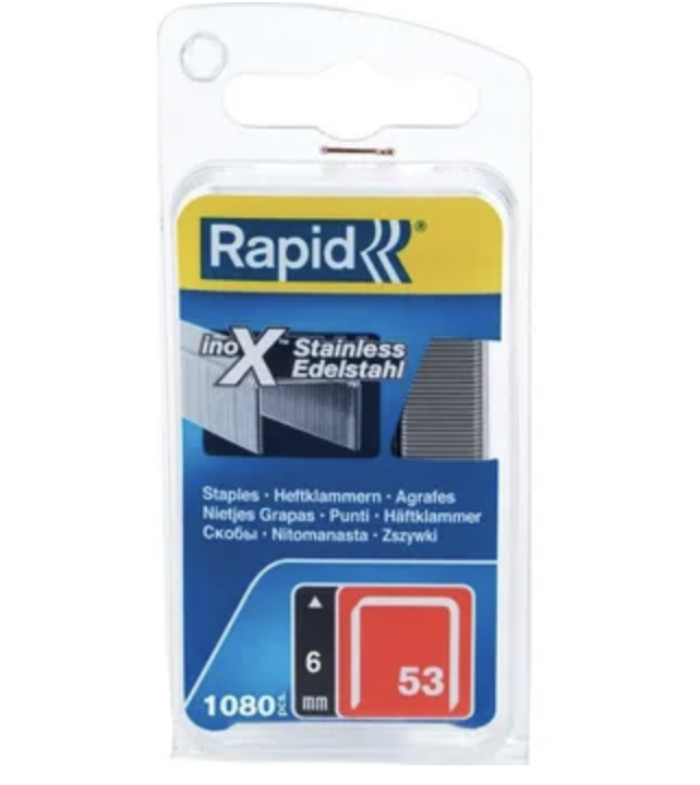 Rapid sponky červená řada - 53/8 mm, NEREZ, 1080 ks