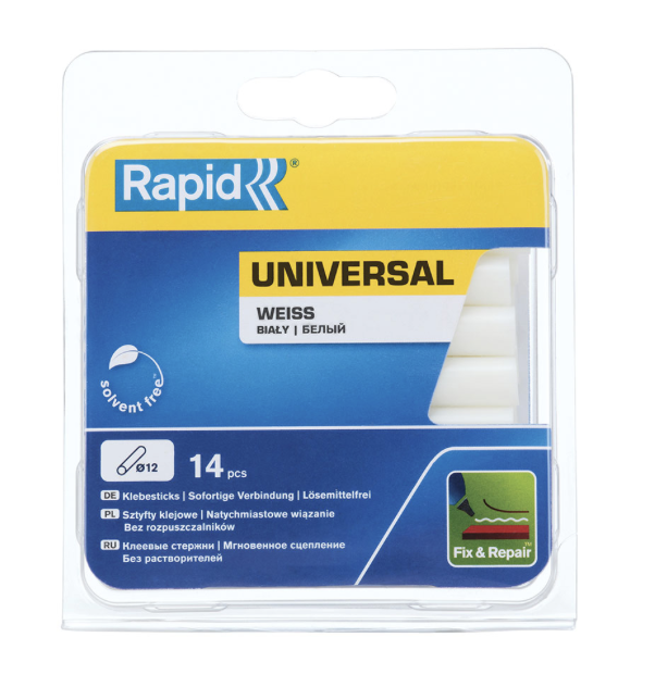 Rapid tavné lepidlo - 12 x 94 mm, universal bílé 14ks, blistr
