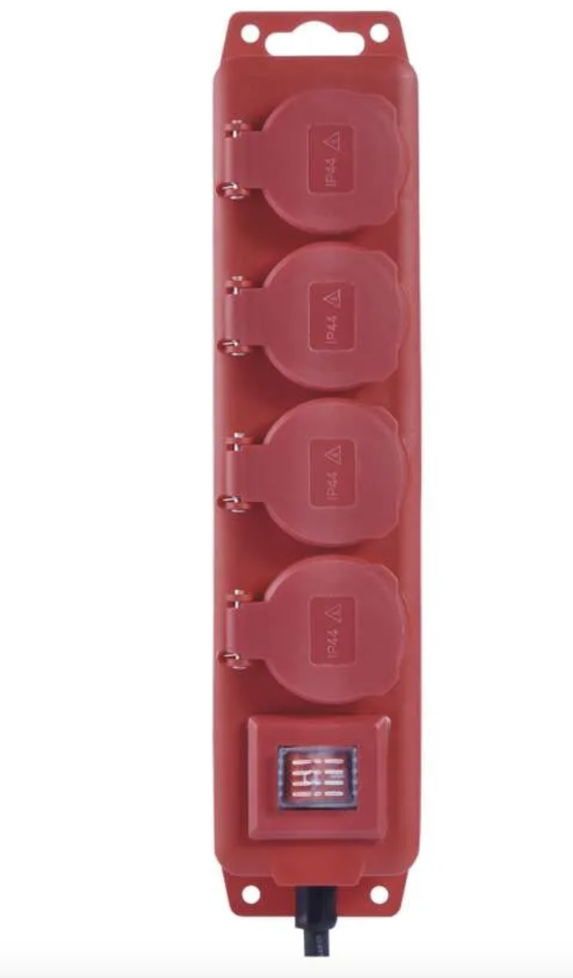EMOS Prodlužovací kabel 3 m / 4 zásuvky / s vypínačem / černo-červený / guma-neopren / 1,5 mm2