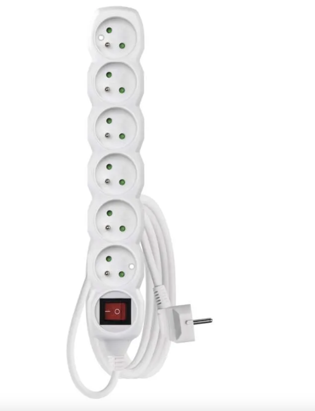 EMOS Prodlužovací kabel 5 m / 6 zásuvek / s vypínačem / bílý / PVC / 1,5 mm2