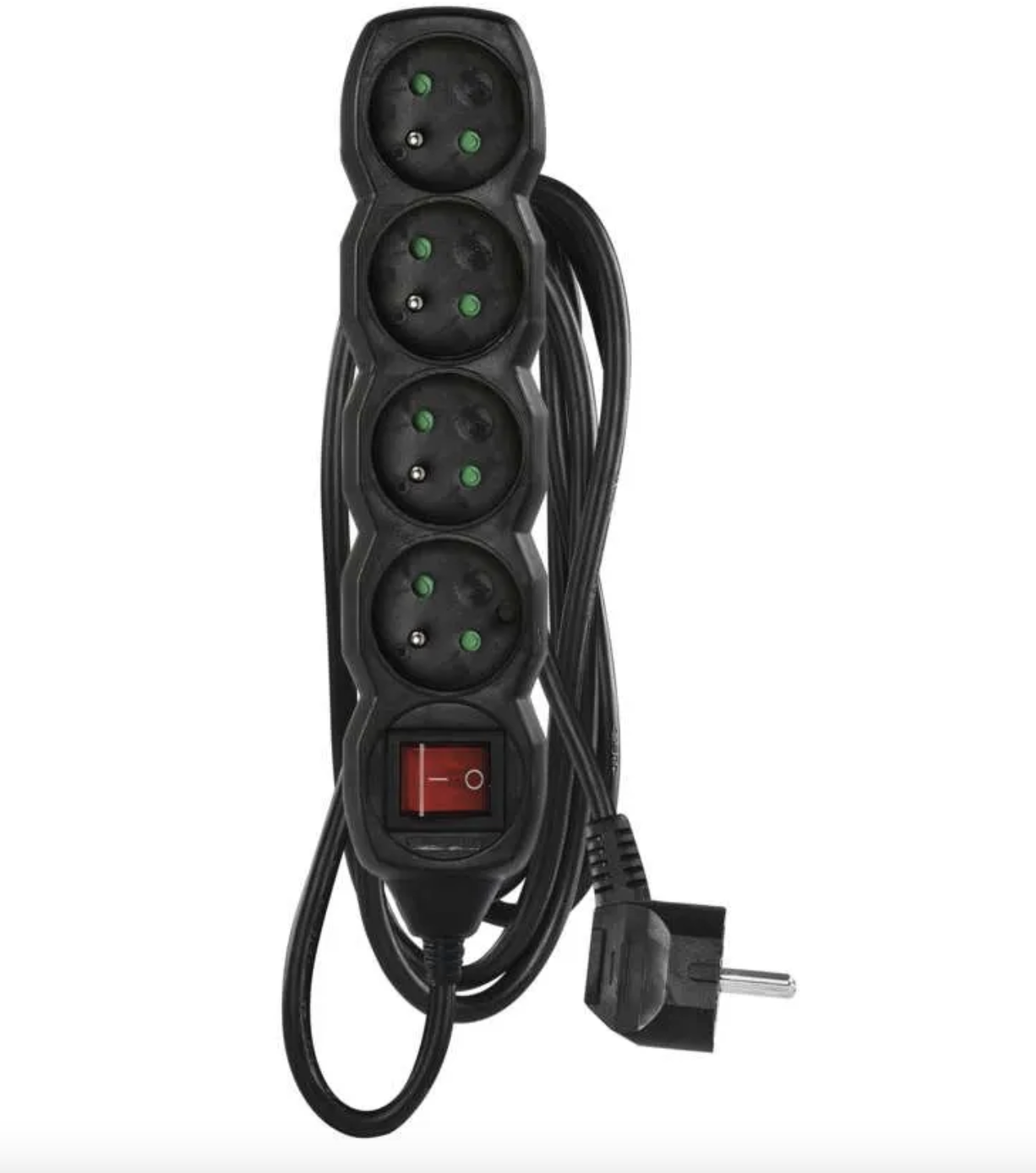 EMOS Prodlužovací kabel 5 m / 4 zásuvky / s vypínačem / černý / PVC / 1,5 mm2