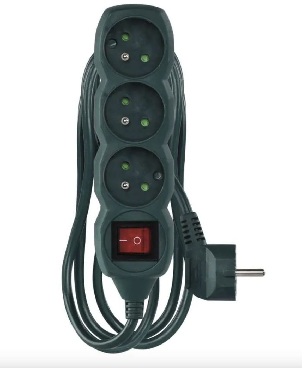 EMOS Prodlužovací kabel 3 m / 3 zásuvky / s vypínačem / zelený / PVC / 1,5 mm2