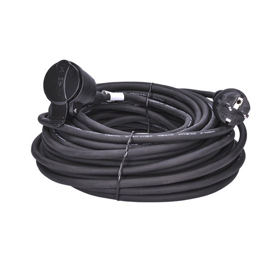 Solight PS32 prodlužovací přívod - spojka, 1 zásuvka, 20m, 3 x 1,5mm2, gumová, černá