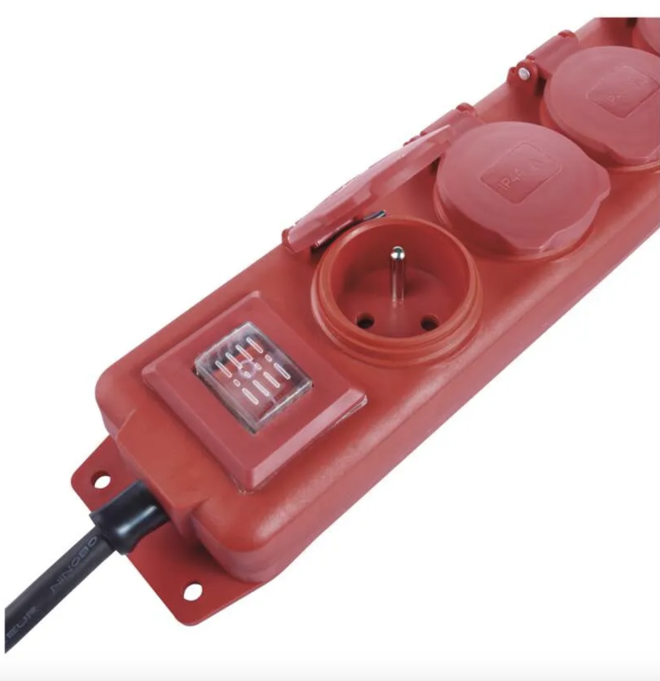 EMOS Prodlužovací kabel 5 m / 4 zásuvky / s vypínačem / černo-červený / guma-neopren / 1,5 mm2