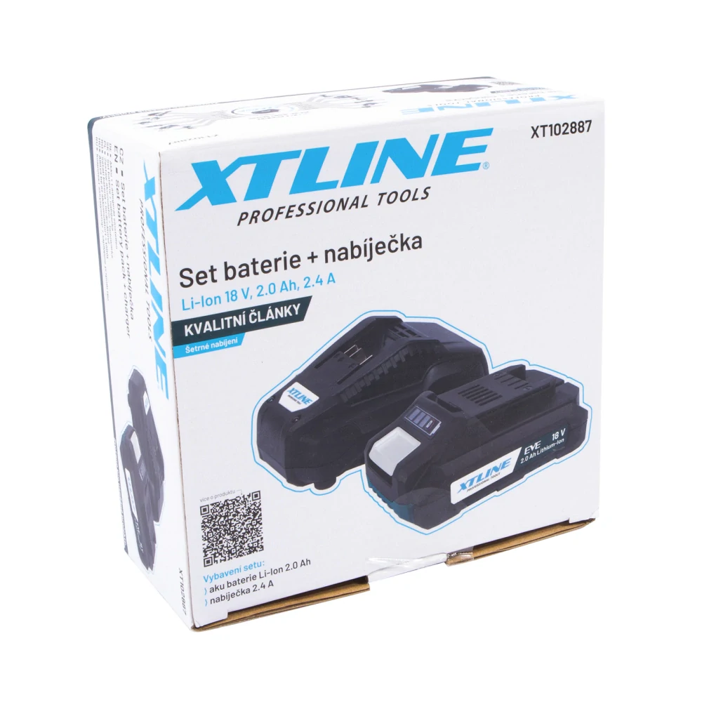XTLINE aku baterie Li-Ion 18 V 2.0 Ah EVE + nabíječka 2.4 A, XT102887