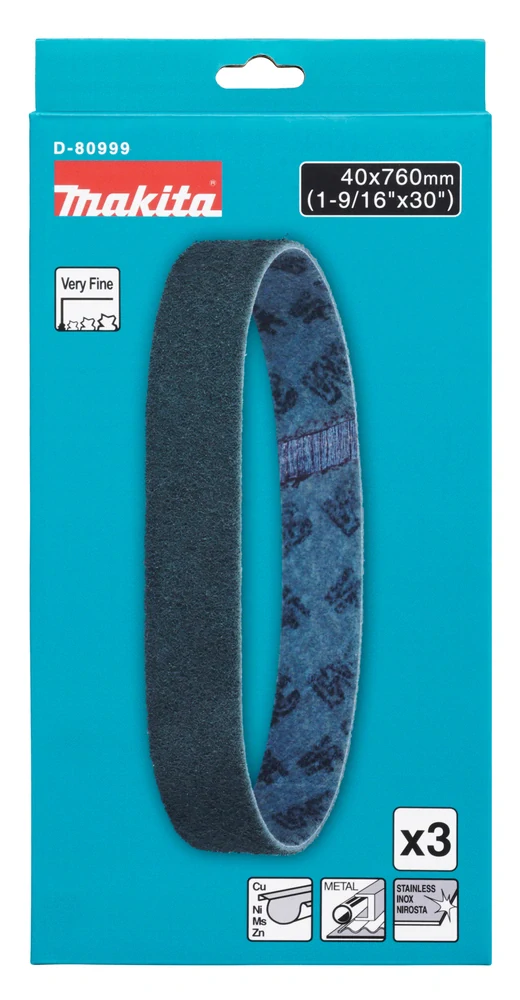 Makita brusný pás 40x760mm jemný 3 ks ocel, D-80999