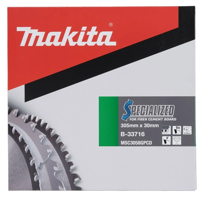 Makita kotouč pilový PCD na vláknocementové desky 305x30mm 8Z, B-33716