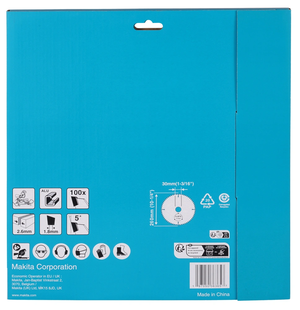 Makita kotouč pilový TCT hliník 260x30mm 100Z=old D-61874, D-81795