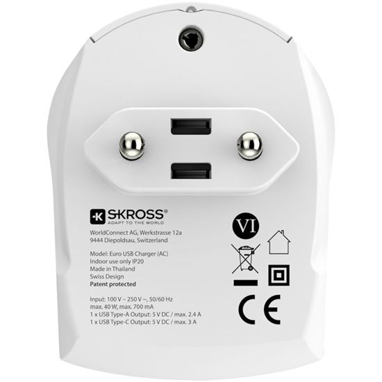 SKROSS DC55 USB A+C nabíjecí adaptér EU, 27W, typ C