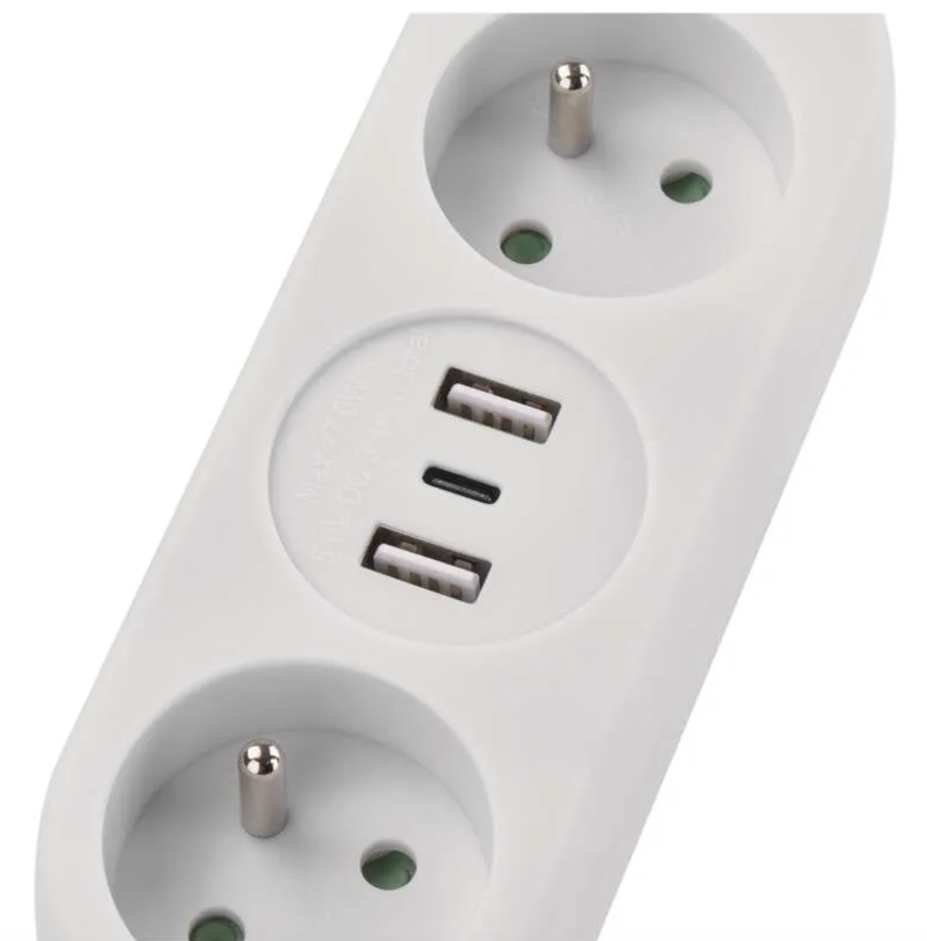EMOS Prodlužovací kabel 2 m / 2 zásuvky+2×USB A+1×USB C / bílý / PVC / 1 mm2