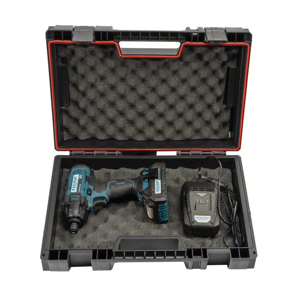 XTLINE aku rázový utahovák na bity 18 V, 180 Nm + baterie 2.0 Ah + nabíječka 2.4 A + box, XT102760E