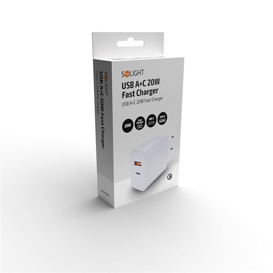 Solight DC71 USB A+C 20W fast charger