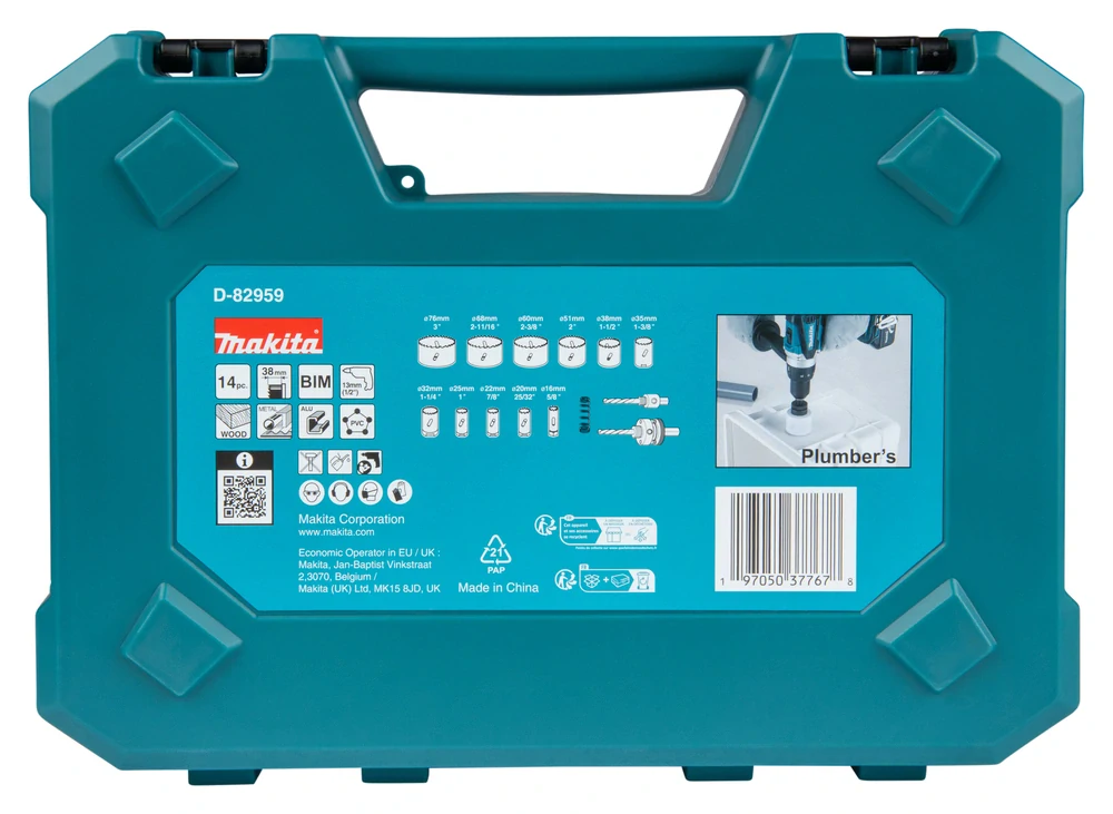 Makita sada děrovek BiM 14ks v plastovém kufru, D-82959