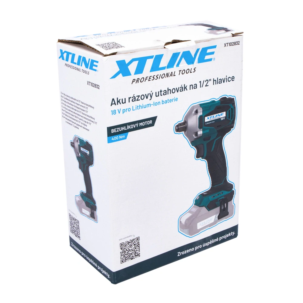 XTLINE aku rázový utahovák na 1/2" hlavice bezuhlíkový 18 V, 400 Nm, XT102832