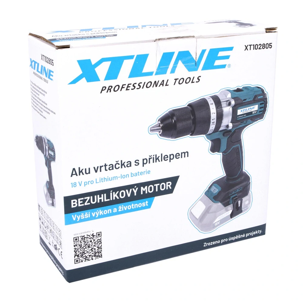 XTLINE aku vrtačka s příklepem bezuhlíková 18 V, 70 Nm, XT102805