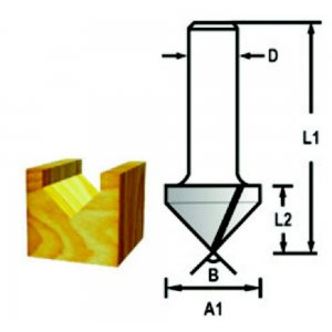 Makita drážkovací fréza tvaru V stopka 6 mm,12,7x12,7x45 mm, D-47868