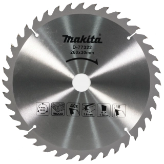 Makita kotouč pilový dřevo 260x2.6x30mm 40Z =oldD-74077, D-77322
