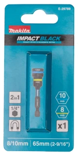 Makita klíč nástrčný 2v1 s držákem šestihran 65mm, IMPACT BLACK 8-10mm, E-29789