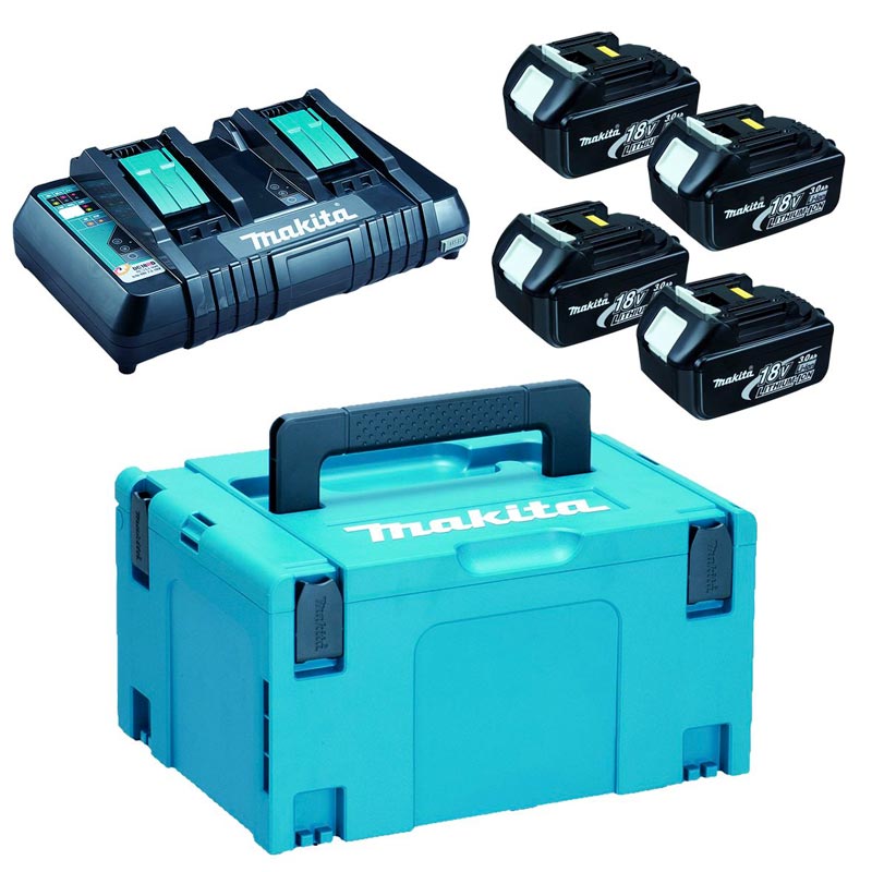 Makita aku sada DC18RD + 4x BL1830B + systainer, 197970-3, originál