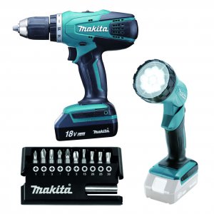 Makita DF457DWLX1 Aku vrtací šroubováks lampou a příslušenstvím Li-ion 18V/1,5Ah